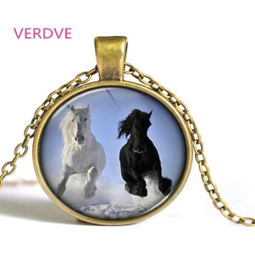 New fashion necklaces round glass crystal pendant unicorn fancy jewelry style art gifts