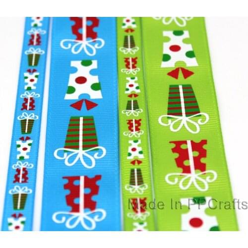 New 1" 25MM Christmas Printed Grosgrain Ribbon For DIY Hairbow Crafts Christmas Decoration 100yds/roll Free shipping