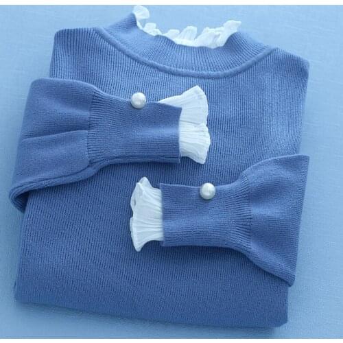 New Autumn Winter Sweater Women Turtleneck Ruffle Patchwork Long Sleeve Beading Sweater Pullovers Female Knitted Cashmere Jumper