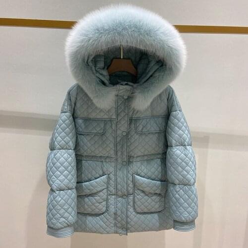 Winter Women Down Parkas 90% White Duck Down Coat Large Fox Fur Hooded Jacket Warm Thickness Snow Outwear
