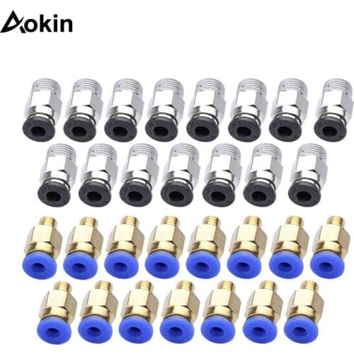 PC4-M10 Straight Pneumatic Fitting Push to Connect + PC4-M6 Quick in Fitting for 3D Printer Bowden Extruder 20pcs/lot