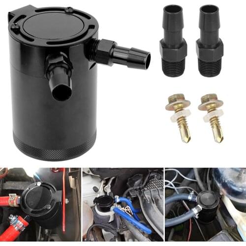 Reservoir Tank Aluminum Universal Oil Catch Can Fuel Tank Car Parts Baffled Oil Tank Compact Baffled 2-Port