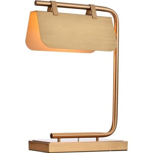 Modern Creative Golden Plated Brushed Table Lamp Metal Rack Swing Arm Adjustable Desk Lamp Study Lamp Bedroom