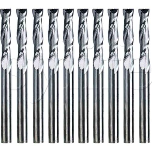 10pcs Double Flute Spiral Cutter 3.175x10mm CNC Router Bits Wood Acrylic Drill