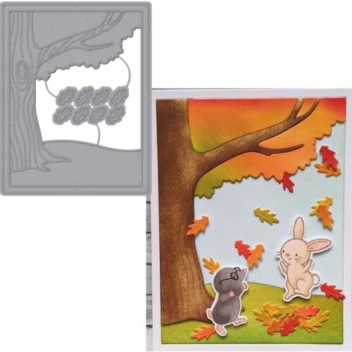Fall Tree With Fallen Leaves In Fall Metal Cutting Dies Stencils Die Cut For Card Making DIY New2019 Crafts Cards