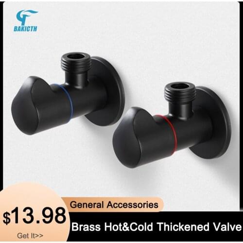 Bakicth Bathroom Angle Filling Valve Faucet Black Stainless Steel Kitchen Cold Hot Mixer Taps Accessories Standard G1/2 Threaded
