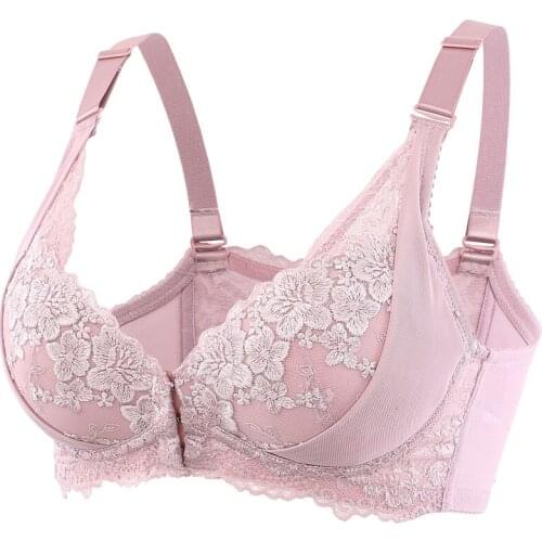 Womens Front Closure Full Figure Wirefree Racerback Slightly Lined Lace Bra 34 36 38 40 42 44 A B C D