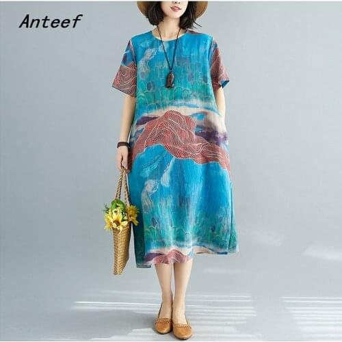 Short sleeve plus size chiffon vintage floral dresses for women casual loose long summer sun dress elegant clothes 2021 sundress
