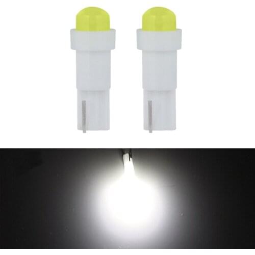 100pcs Car COB T5 1SMD Dashboard Warming Bulbs W3W 1.2W LED Lights Auto 3D Astigmatism Indicator Wedge Light Instrument Bulb 12V