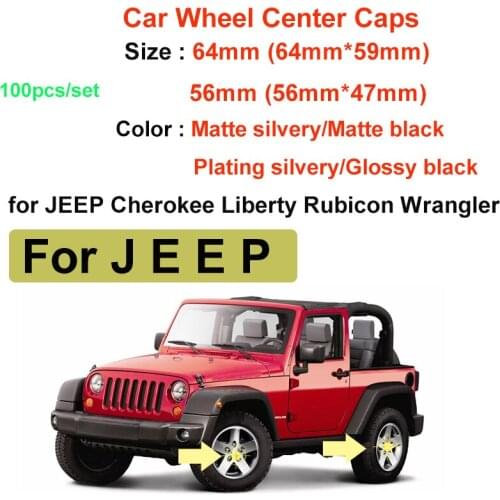 100pcs/set 56mm 64mm Car Logo Emblem Wheel Center Cap Covers Wheel Rim Cap Emblem for Cherokee Liberty Rubicon Car Accessories