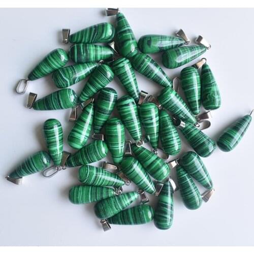 2020 fashion malachite stone water drop shape pendants for jewelry making good qulity 30pcs/lot wholesale free shipping