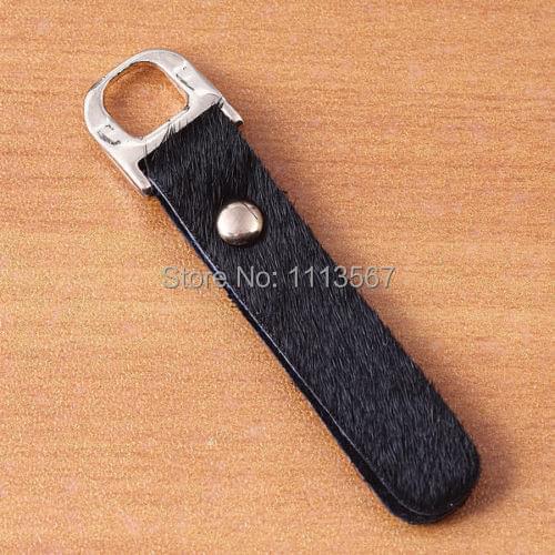50pc Gold Tone Black Horse Hair Leather Slide Zipper Puller 58mm Length sewing supplies LT13