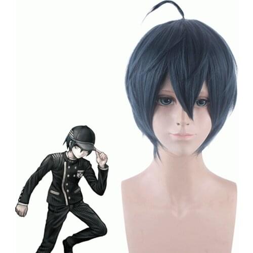 Anime Danganronpa V3: Killing Harmony Saihara Syuichi Short Blue Wig Cosplay Synthetic Hair Halloween Party Wigs