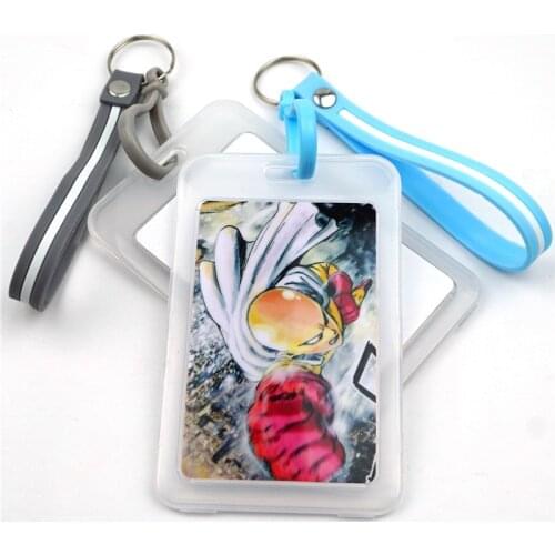 Anime ONE PUNCH MAN Saitama Card Cover Key Chain Bank Credit Card Holder Card Bag Plastic Student ID Bus Card Sleeve Protect