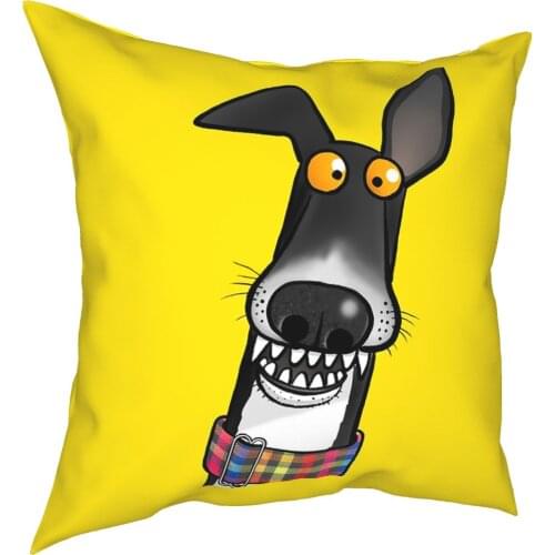 Teefs Pillow Case Greyhound Whippet Sighthound Dog Cushion Cover Funny Polyester Decorative Pillowcase for Sofa 40x40cm