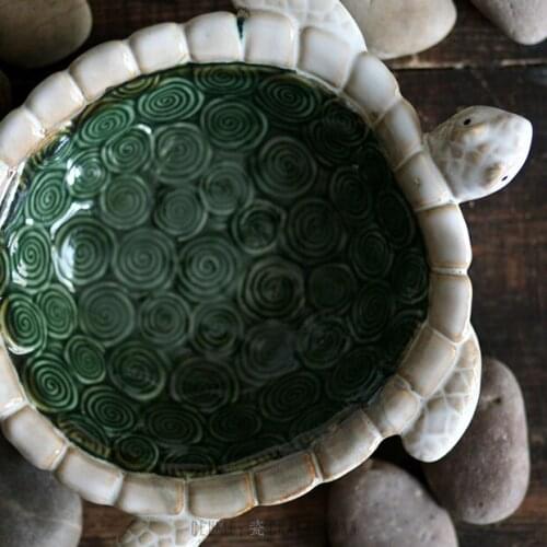 Colored glaze high temperature ceramic decoration turtle bowl key to receive candy tray ashtray setting home decoration wedding