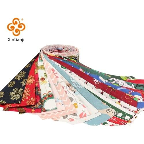 Jelly Roll Cotton Twill Fabrics Christmas Fabric For DIY Needlework Handmade Cloth Xmas Craft Materials 6.5*110cm/pcs TJ1457