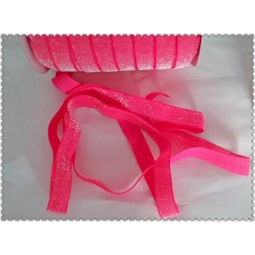 Stretch Metallic Headband Ribbon Shocking Pink Sparkle Ribbon 3/8" Elastic Glitter Velvet Ribbon