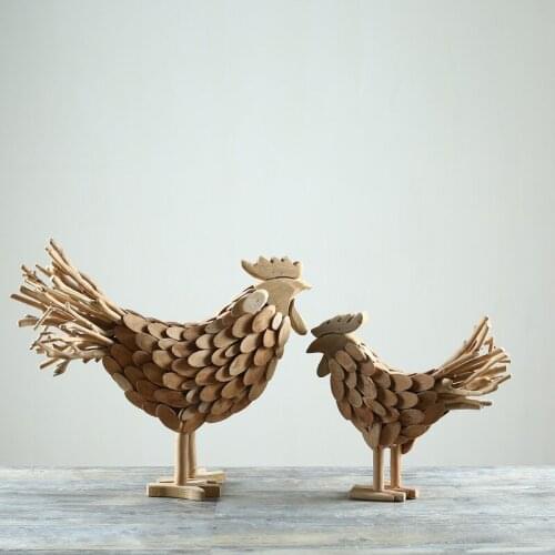 European modern creative handmade wooden cock driftwood ornaments Fashion creative home decor Office crafts