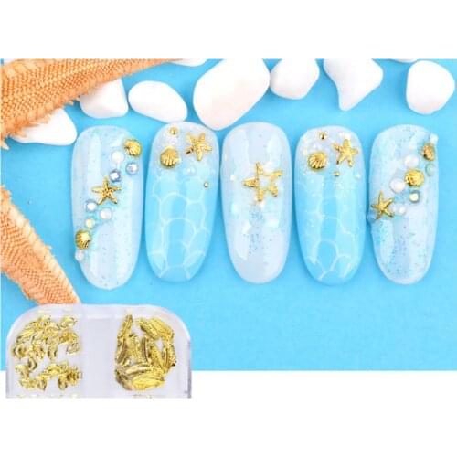 Hot Hollow Metal Mixed Star Moon Rivet DIY Nail Art Sequins Decals Manicure Decor Rose Gold Hollow Nails