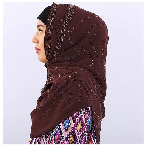 H1175 latest big size chiffon muslim long scarf with rhinestones on whole scarf,fashion womens headwrap,fast delivery