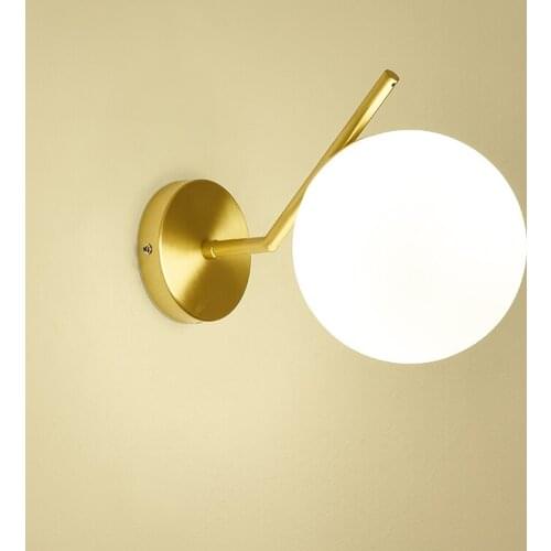 Nordic Creative Wall Lamp Indoor Lights LED Bedroom Bedside Glass Ball Staircase Lamp Decoration Wall Sconce Minimalist Lighting