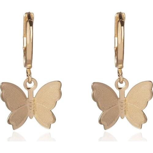 Small Frosted Butterfly Earrings Female Super Fairy Temperament Girlish Style Fresh Earring Hoop Earrings