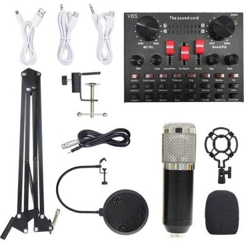 Multi-functional Live Sound Card BM800 Microphone Set Audio Recording Equipments (Silver)Sound Card