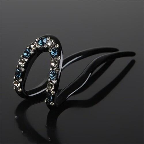 Fashion Rhinestone Hair Stick Headwear Simple Elegant Fixed Hair Styling U-Shape Hairpin Women Hair Accessories
