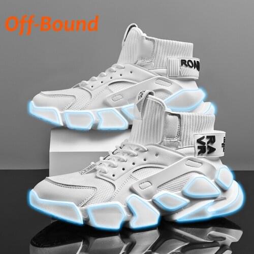 Off-Bound Men Casual Shoes Ankle Boots Tennis Running Basketball Shoes Sneakers Knit Platform Skate Sport Training Shoes Size 46