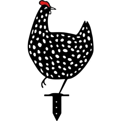 4x Chicken Silhouette Hollow Out Stakes Outdoor Garden Pathway Decoration