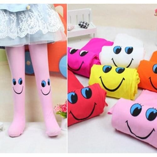 New Autumn Smiley Pattern Kids Tights For Girls Tights 3-8 Years Girls Smiley Printed Pants Childrens Tights 11 Colors JK904970