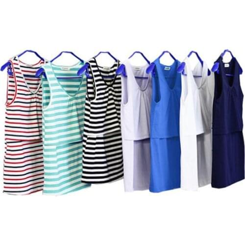 New maternity nursing tops cami tank sleeveless shirts breastfeeding cotton striped t-shirt for pregnant women pregnancy clothes