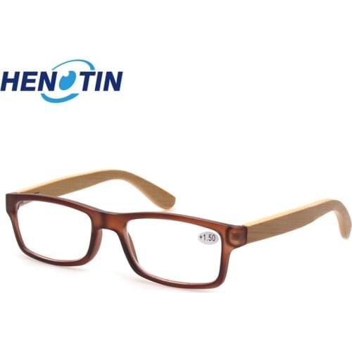 Henotin Reading Glasses for Mens and Womens Fashion Readers Bamboo Temples Ultraviolet Rectangular