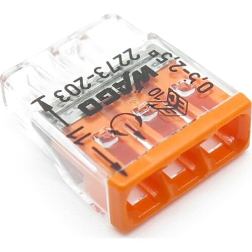 Origin 2273-203 10Pcs Mini Push-in Connector 3 Pin Compact Wire Connector For Junction Box Installation Terminal Bolcks VDE UL