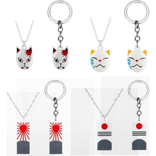 Japan Anime Demon Slayer kimetsu no yaiba Necklace for Women Fox Mask Pendant Choker Jewellery Necklaces for Teen Girls