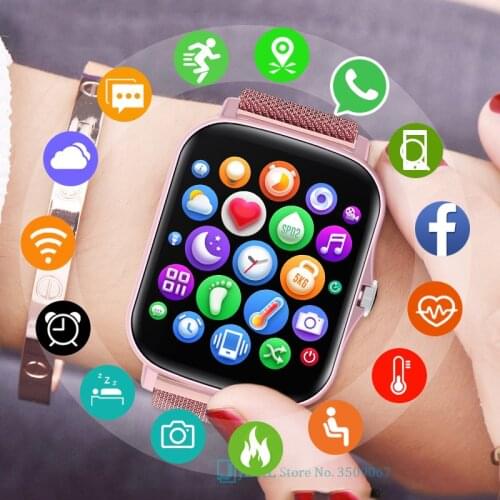 Full Touch Smart Watch 1.7inch DIY Dial Women Men Fitness Tracker Sport Clock for IOS Andriod Sleep Monitor Smartwatches Hours
