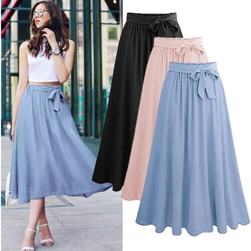 Plus Size 5XL 6XL High Waist Ladies Skirt 2021 Summer Elegant Slim Elastic Waist Women All-match A line Skirt Fashion clothing