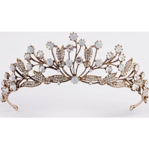 Luxury Crystal Crown Bridal Hair Accessories Vintage Wedding Rhinestone Leaf Tiara Crown Headband Frontlet Brides Hair Jewelry