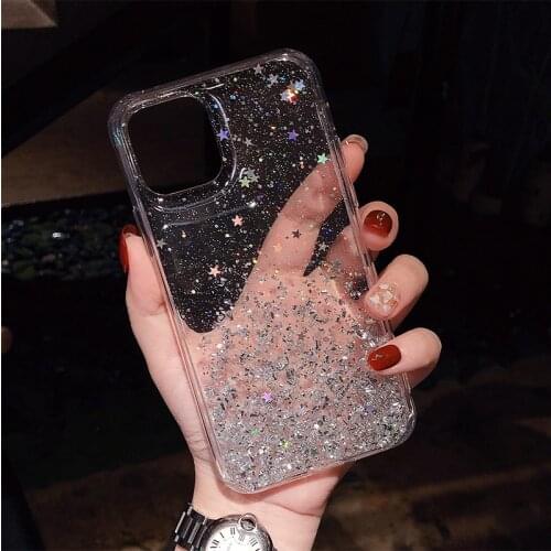 Gimfun Luxury Glitter Sequins Stars Phone Case for iPhone 12 Mini 11 Pro X XR XS Max 7 8 6s Plus Clear Soft Silicone Back Cover