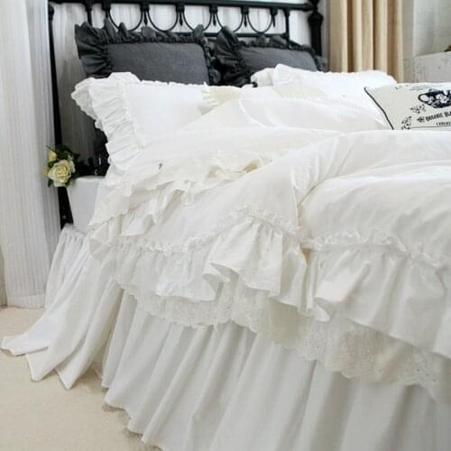 Luxury Embroidery bedding set Romantic lace ruffle duvet cover wedding decorative textile bed sheet Coverlet elegant quilt cover