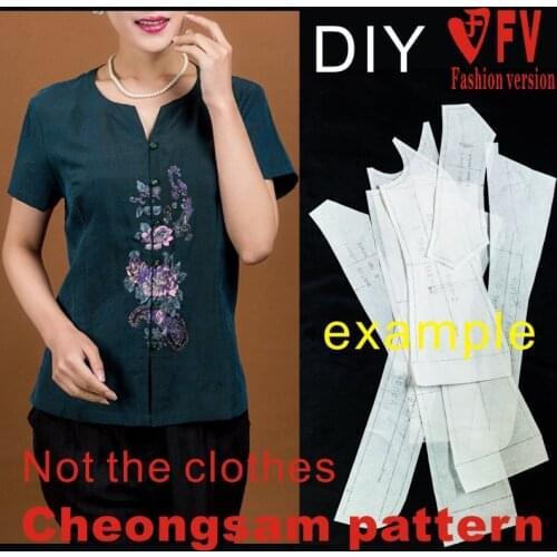 Cropping pattern womens short-sleeved jacket pattern improved ethnic small shirt 1:1 clothing design pattern BQP-25