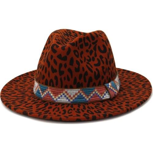 New Leopard Print Classics Fashion Jazz Wide Brim Unisex Belt Fedora Hat For Autumn And Winter Top Quality Elegant Casual Hats