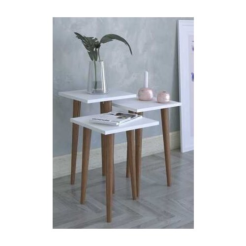 Modern 3'lü Zigon Coffee table Side table Serving Stand and Tea Stand-White coffe table table bassee