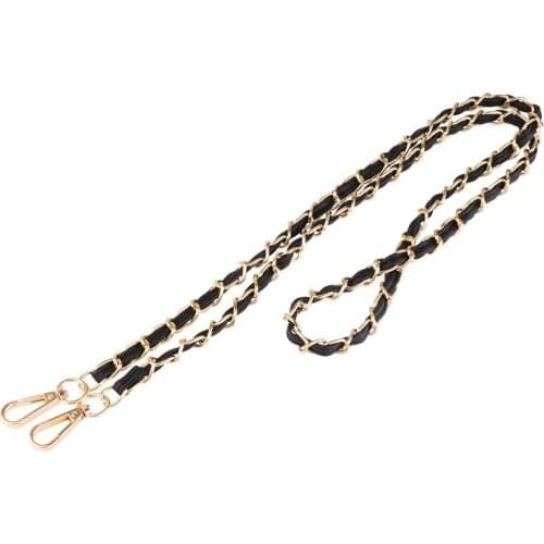 Bag Chain Straps Removable PU Leather Metal Chains Belt for Purse Handbag Shoulder Bag Double Snap Buckles DIY Bag Accessories