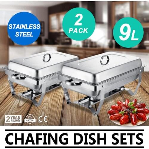 Chafing dish Buffet 2 Packs Stainless Steel Full Size Pan Rectangular Chafer Complete Set Ideal for kicthen