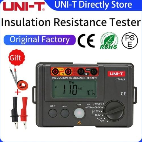 UNI-T UT501A insulation resistance tester 2000 count LCD display overload indicator backlight AC voltage measurement