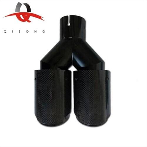 QISONG - Universal AK Cars Refitted Bright Black Carbon Fiber Exhaust Muffler Tips Performance Exhaust Tail Pipe
