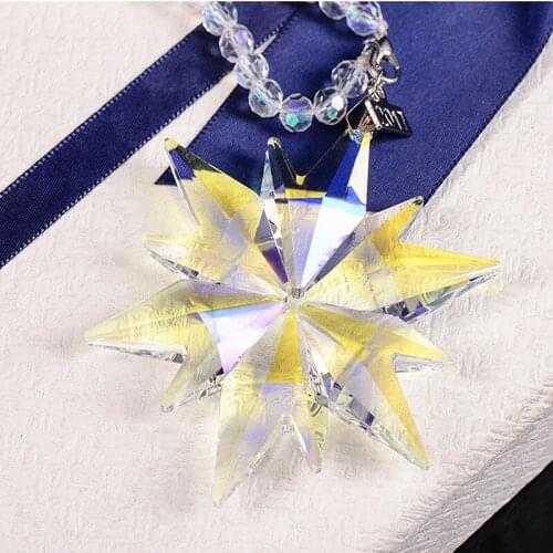 Top Quality DIY AB COLOR Christmas Glass Snowflake Hanging Pendant Crystal Suncatcher Chandelier Parts Ornament Party Decoration