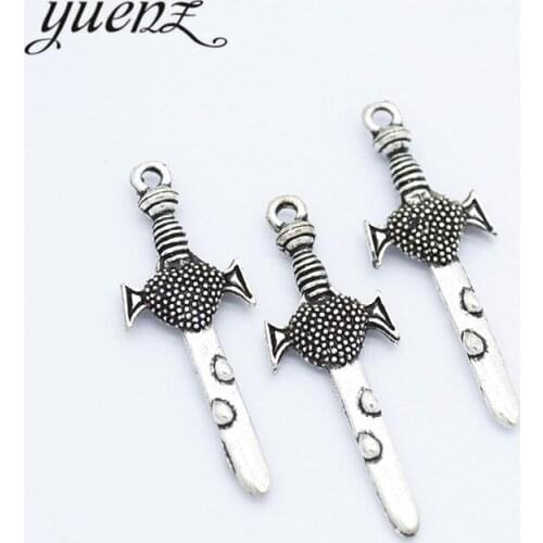 YuenZ 10pcs Antique silver Plated sword Charms Pendants for Jewelry Making DIY Handmade Craft 35*12mm M39